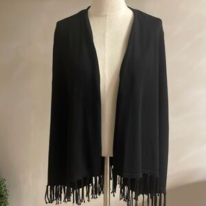 JOSEPH A BLACK FUN FRINGE KNIT SWEATER / CARDIGAN / JACKET LONG SLEEVE SIZE MED